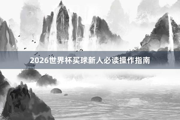2026世界杯买球新人必读操作指南