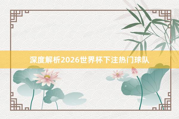深度解析2026世界杯下注热门球队